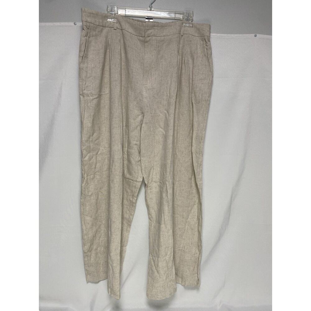 Anrabess Tan Linen Women's Pants‎ XXL